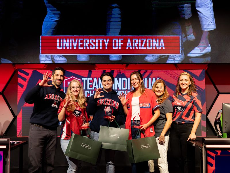 The University of Arizona team on stage at the MECC team and individual championships.